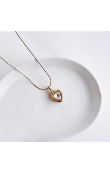 Golden Heart Çelik Kolye Gold Gümüş Golden Heart Çelik Kolye Gold Gümüş