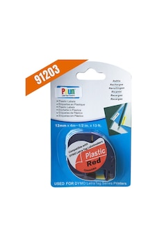 Puun Dymo Letratag 59424 Plastik Kırmızı Etikete Siyah 91203 12MM