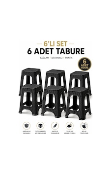 Nova 6 Lı Rattan Desenli Büyük Boy Tabure Seti Siyah 45 Cm Sağlam İstiflenebilir Çok Amaçlı Plastik Tabure Siyah Nova 6 Lı Rattan Desenli Büyük Boy Tabure Seti Siyah 45 Cm Sağlam İstiflenebilir Çok Amaçlı Plastik Tabure Siyah