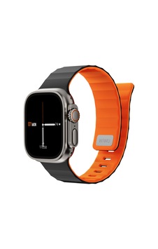 Watch 7 45mm Uyumlu Wiwu Mag Secur Serisi Silikon Kordon Siyah - Turuncu Watch 7 45mm Uyumlu Wiwu Mag Secur Serisi Silikon Kordon Siyah - Turuncu