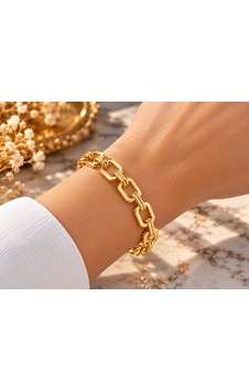 Terragolds Çelik Gold Renk Kare Zincirli Kadın Bileklik - Bb8940 Altın Terragolds Çelik Gold Renk Kare Zincirli Kadın Bileklik - Bb8940 Altın