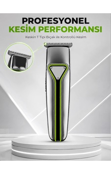 T Tipi Metal Kesici Başlıklı Şarjlı Saç Sakal Tıraş Makinesi 3 Taraklı Usb Şarjlı Bx-313668 1 - 2 Saat