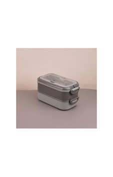 Diyet & Öğün Taşıma İçin 2 Katlı Kaşık Çatallı Beslenme Kutusu-1,8 L Grı G767 Gri Gri Diyet & Öğün Taşıma İçin 2 Katlı Kaşık Çatallı Beslenme Kutusu-1,8 L Grı G767 Gri Gri