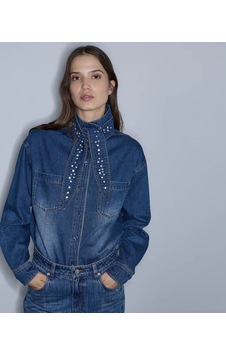 İpekyol Çıkarılabilir Fularlı Denim İndigo Kadın Gömlek Iw6260025145 İpekyol Çıkarılabilir Fularlı Denim İndigo Kadın Gömlek Iw6260025145