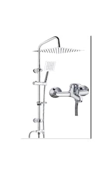 Fawer Krom Robot Duş Seti & Krom Banyo Bataryası 2li Set Krom