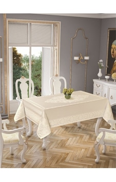 Jumbo Jakar Pano Desen Leke Tutmaz Jakarlı 150x220 Cm Lüks 8 Kişilik Masa Örtüsü Krem Jumbo Jakar Pano Desen Leke Tutmaz Jakarlı 150x220 Cm Lüks 8 Kişilik Masa Örtüsü Krem