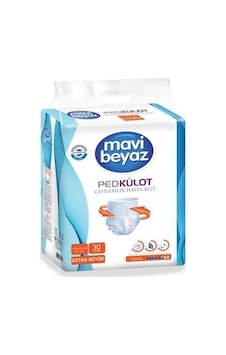Mavi Beyaz Ped Emici Külot Hasta Bezi XL Extra Büyük 30'Lu Mavi Beyaz Ped Emici Külot Hasta Bezi XL Extra Büyük 30'Lu