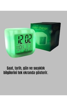 Gece Lambası Fonksiyonlu Renk Değiştiren Led Küp Semeglbl - 20 Dijital Saat Plastik