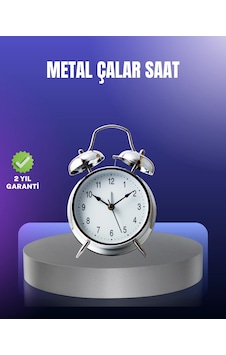 Mey İthalat Yuvarlak Gümüş Dekoratif Işıklı Masa Üstü Saat Alarmlı Sessiz Çalışma Renkli Mey İthalat Yuvarlak Gümüş Dekoratif Işıklı Masa Üstü Saat Alarmlı Sessiz Çalışma Renkli