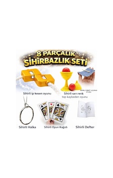 8 Li Sihirbazlık Seti Kibrit, Defter, Halka, Kupa, İp, 3 Lü N712 8 Li Sihirbazlık Seti Kibrit, Defter, Halka, Kupa, İp, 3 Lü N712