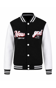 Trender Düğmeli New York Baskı 3 İp Kolej Siyah - Beyaz Erkek Çocuk Sweatshirt 8087 Trender Düğmeli New York Baskı 3 İp Kolej Siyah - Beyaz Erkek Çocuk Sweatshirt 8087