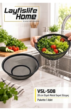 Siyah Metal Yuvarlak Sepet Süzgeç 26 Cm Mutfak Süzgeci Sebze Meyve Yıkama Ve Süzme Sepeti Vsl-508 Diğer Siyah Metal Yuvarlak Sepet Süzgeç 26 Cm Mutfak Süzgeci Sebze Meyve Yıkama Ve Süzme Sepeti Vsl-508 Diğer