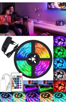 Şerit Led Rgb 16 Renk Uzaktan Kumandalı Tak Çalıştır 5 M 12 Volt Karışık Şerit Led Rgb 16 Renk Uzaktan Kumandalı Tak Çalıştır 5 M 12 Volt Karışık