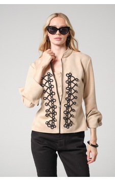 Mayrem Nakış İşleme Detaylı Slim Fit Fermuarlı Kadın Süet Ceket Bej Mayrem Nakış İşleme Detaylı Slim Fit Fermuarlı Kadın Süet Ceket Bej