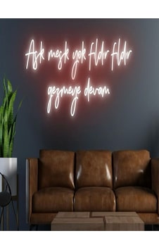 Aşk Meşk Yok Fıldır Fıldır Gezmeye Devam Yazılı Neon Tabela Kırmızı