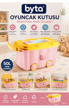 50 Litre Tekerlekli Oyuncak Saklama Kutusu Kapaklı, Çok Amaçlı Düzenleyici Saklama Sandığı, Dayanıklı Pp Plastik Pembe 50 Litre Tekerlekli Oyuncak Saklama Kutusu Kapaklı, Çok Amaçlı Düzenleyici Saklama Sandığı, Dayanıklı Pp Plastik Pembe