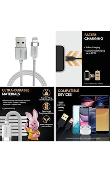 Duracell Apple Uyumlu iOS MFI Sertifikalı 1m USB-A to Lightning Şarj Kablosu Siyah