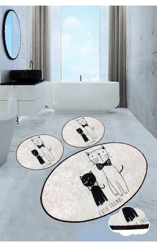 Little Cats Djt 3 Lü Set Banyo Halısı Paspas Klozet Takımı Krem