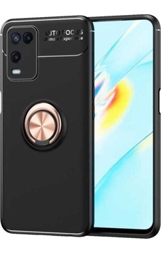 Oppo A54 4g Kılıf Zore Ravel Silikon Kapak Siyah-Rose Gold