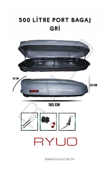 Ryuo Araç Üstü Tabut Port Bagaj 500 Litre Gri Ryuo Araç Üstü Tabut Port Bagaj 500 Litre Gri