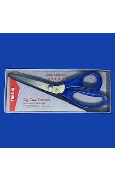 Taksun Makas Plastik Saplı Sürfile Zigzag 9" 23cm Mavi