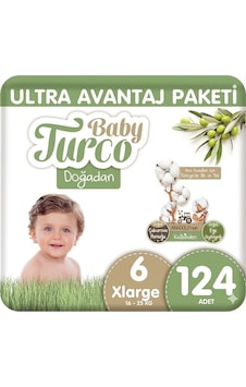 Baby Turco Doğadan Bebek Bezi Ultra Avantaj Paketi Large 6 Numara 124 Adet Baby Turco Doğadan Bebek Bezi Ultra Avantaj Paketi Large 6 Numara 124 Adet