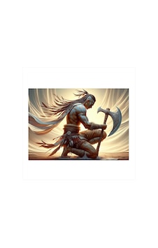 Savaşçı Baltalı Adam Modern Ahşap Tablo Savaşçı Baltalı Adam Modern Ahşap Tablo