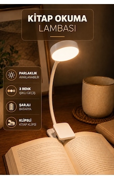 Şarjlı Ayarlı Klipsli Mini Kitap Okuma Lambası Mandallı Işık Masa Lambası Kitap Okuma Işığı Av3310 Beyaz Şarjlı Ayarlı Klipsli Mini Kitap Okuma Lambası Mandallı Işık Masa Lambası Kitap Okuma Işığı Av3310 Beyaz