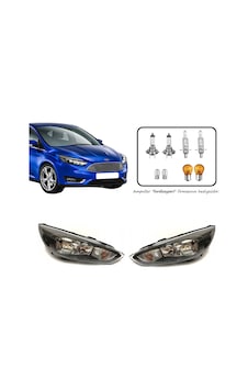 Ford Focus 3,5 Ön Far Lamba Siyah Zemin Sağ Sol Takım 2015--2018 Ford Focus 3,5 Ön Far Lamba Siyah Zemin Sağ Sol Takım 2015--2018