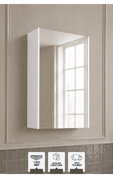 Mimoza 50 Cm, Üst Modül Banyo Dolabı, Tek Kapaklı Aynalı Dolap, Mdf Beyaz Mimoza 50 Cm, Üst Modül Banyo Dolabı, Tek Kapaklı Aynalı Dolap, Mdf Beyaz