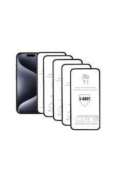 Bzontech Apple iPhone 15 Pro Uyumlu İle Ekran Koruyucu Tam Kaplayan 5li Set Bzontech Apple iPhone 15 Pro Uyumlu İle Ekran Koruyucu Tam Kaplayan 5li Set