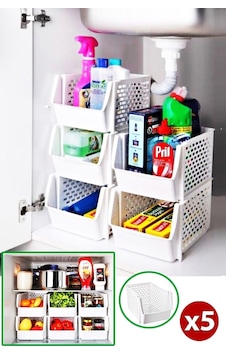Dolap Içi Organizer Banyo Mutfak Tezgah Altı Buzdolabı Içi Düzenleyici Sebze 5 Adet Beyaz Dolap Içi Organizer Banyo Mutfak Tezgah Altı Buzdolabı Içi Düzenleyici Sebze 5 Adet Beyaz