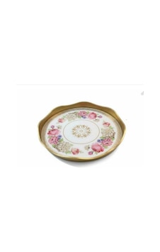 Roykıng Yuvarlak Beyaz-pembe Çiçekli Tepsi 40x5 Roykıng Yuvarlak Beyaz-pembe Çiçekli Tepsi 40x5