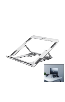 Lunaev Gümüş 6 Açılı Katlanabilir Laptop Stand Alüminyum Açık Kahverengi