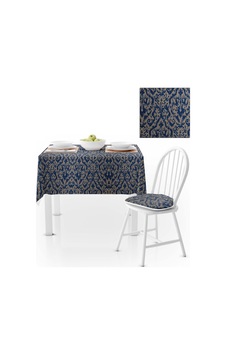 Damask Desenli Krem Lacivert Dijital Baskılı Süet Dokuma Masa Örtüsü 140x180 Damask Desenli Krem Lacivert Dijital Baskılı Süet Dokuma Masa Örtüsü 140x180