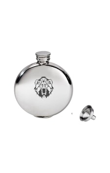 Yuvarlak Çelik Cep Matarası Krom 5 Oz 150ml Vahşi Ayı (hunili)