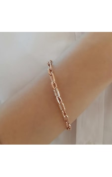 Boru Zincir Gümüş Bileklik Rose Boru Zincir Gümüş Bileklik Rose