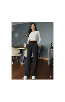 Unika Boutique Kadın Kahverengi Yüksek Bel Palazzo Pantolon Pileli Düğme Detaylı Bol Kesim Likralı Kumaş Pantolon siyah Unika Boutique Kadın Kahverengi Yüksek Bel Palazzo Pantolon Pileli Düğme Detaylı Bol Kesim Likralı Kumaş Pantolon siyah