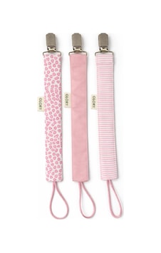 Emzik Askısı - Emzik Zinciri - Emzik Tutacağı - 3'lü Set - Pudra Pembe Desenli Emzik Askısı - Emzik Zinciri - Emzik Tutacağı - 3'lü Set - Pudra Pembe Desenli