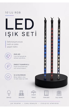Rgb Led Dış Ve İç Mekan Süsleme Işığı 10 Çubuklu Şerit Mavi Rgb Led Dış Ve İç Mekan Süsleme Işığı 10 Çubuklu Şerit Mavi
