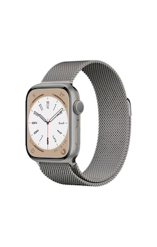 Apple Uyumlu  Watch 7/8/9 45mm Kordon Metal Örgü İşlemeli Mıknatıslı Kordon