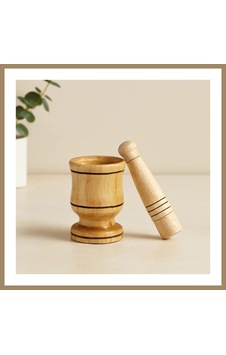 Kahveci.store Küçük Ahşap Havan Sarımsak Dövecek 6x4x8.8 Cm 22