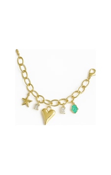 Çelik Kalp Charm Bileklik Gold