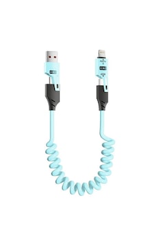 Alfais 6008 Usb Type-c Lightning 4'ü 1 Arada 65w Pd Hızlı Şarj Data Kablosu 1.5m Spiral Çevirici