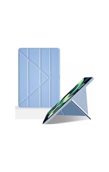 Apple iPad Uyumlu Air 11 İle Uyumlu A2902 11" 2024 Kılıf, Kalem Koyma Bölmeli, Stand Olan, Uyku Modlu, Suni Deri, Yarı Transparan Silikon Arka Yüzey, Ergonomik Yapılı, Attractive Cover Mavi Sku: Zeusb0gghn7k5y Arka Kapak