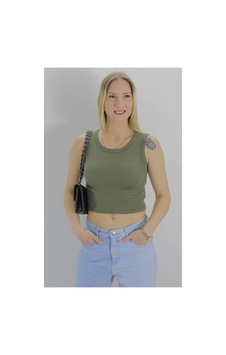Rouge Basıc Kaşkorse Halter Krop Haki Rouge Basıc Kaşkorse Halter Krop Haki