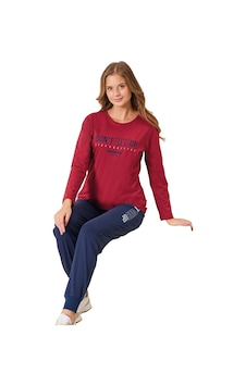 Over Sleep By Poleren Over Sleep 3198 Kadın Kışlık Süprem Yuvarlak Yaka Eşli Pijama Takımı Bordo Over Sleep By Poleren Over Sleep 3198 Kadın Kışlık Süprem Yuvarlak Yaka Eşli Pijama Takımı Bordo