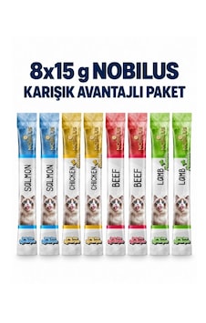 Nobilus Karışık Avantajlı Kedi Ödül Paketi 8x15 G Nobilus Karışık Avantajlı Kedi Ödül Paketi 8x15 G