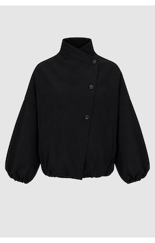 Thalure Kadın Siyah Kruvaze Oversize Bomber Ceket Thalure Kadın Siyah Kruvaze Oversize Bomber Ceket