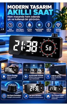 Hymark Görsel Zamanlayıcı Led Şarj Edilebilir Dijital Çalar Saat Siyah Hymark Görsel Zamanlayıcı Led Şarj Edilebilir Dijital Çalar Saat Siyah